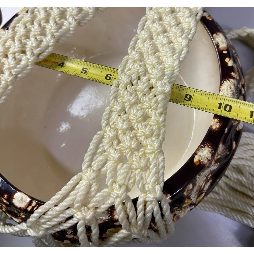 Vintage Macrame Boho Cream Hanging‎ Plant Pot Holder 67